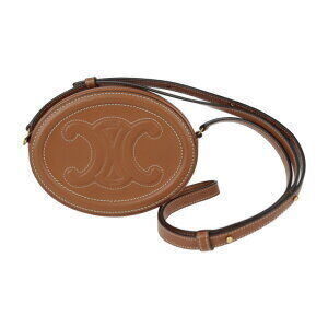Celine Cuir Triomphe Oval Purse Crossbody Shoulder Bag brown calfskin